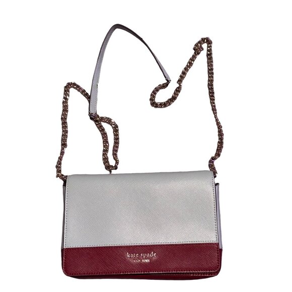 Kate Spade Crossbody Wallet On A Chain Leather Light Blue & Brown 5.25x7.5" Appr - Picture 1 of 8